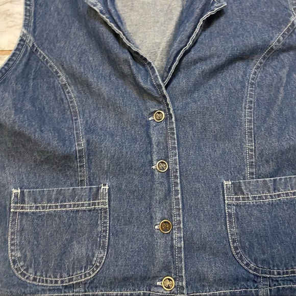 Vintage Bobbie Brooks 90’s Floral Embroidered Boho Preppy Y2K Retro Denim Vest - Picture 4 of 6